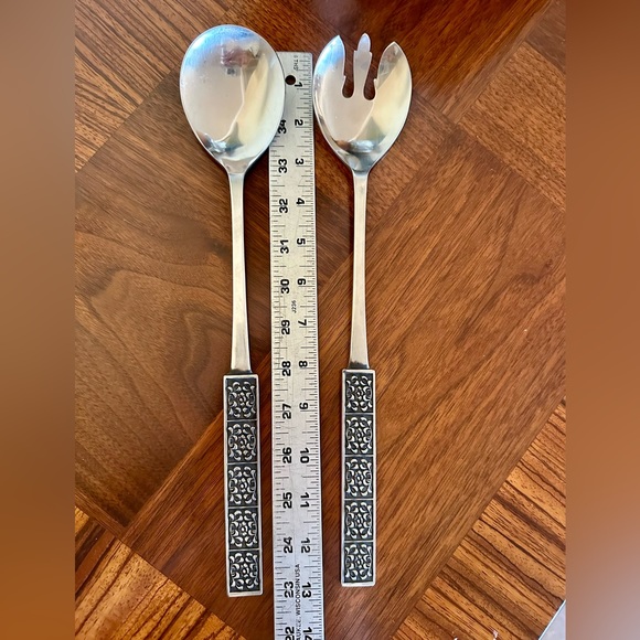 Stanley Roberts RARE 1960’s Velvet Stainless Salad Serving Set Made in Japan EUC - Picture 9 of 11